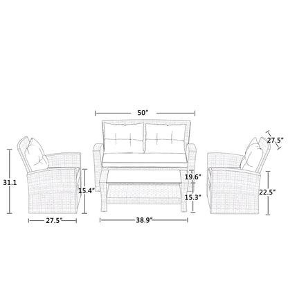 Set Of 4 Piece Outdoor Patio Furniture