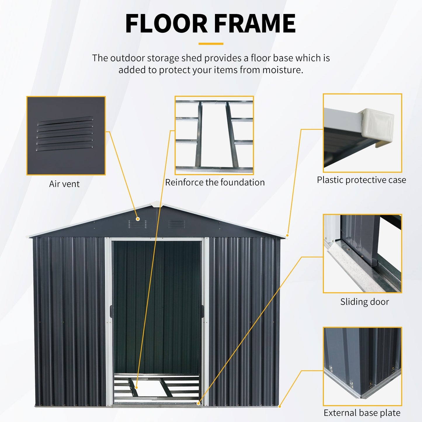 8ft x 10ft Outdoor Metal Storage Shed