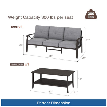 Patio Furniture Set With Coffee Table And Cushions For Backyard