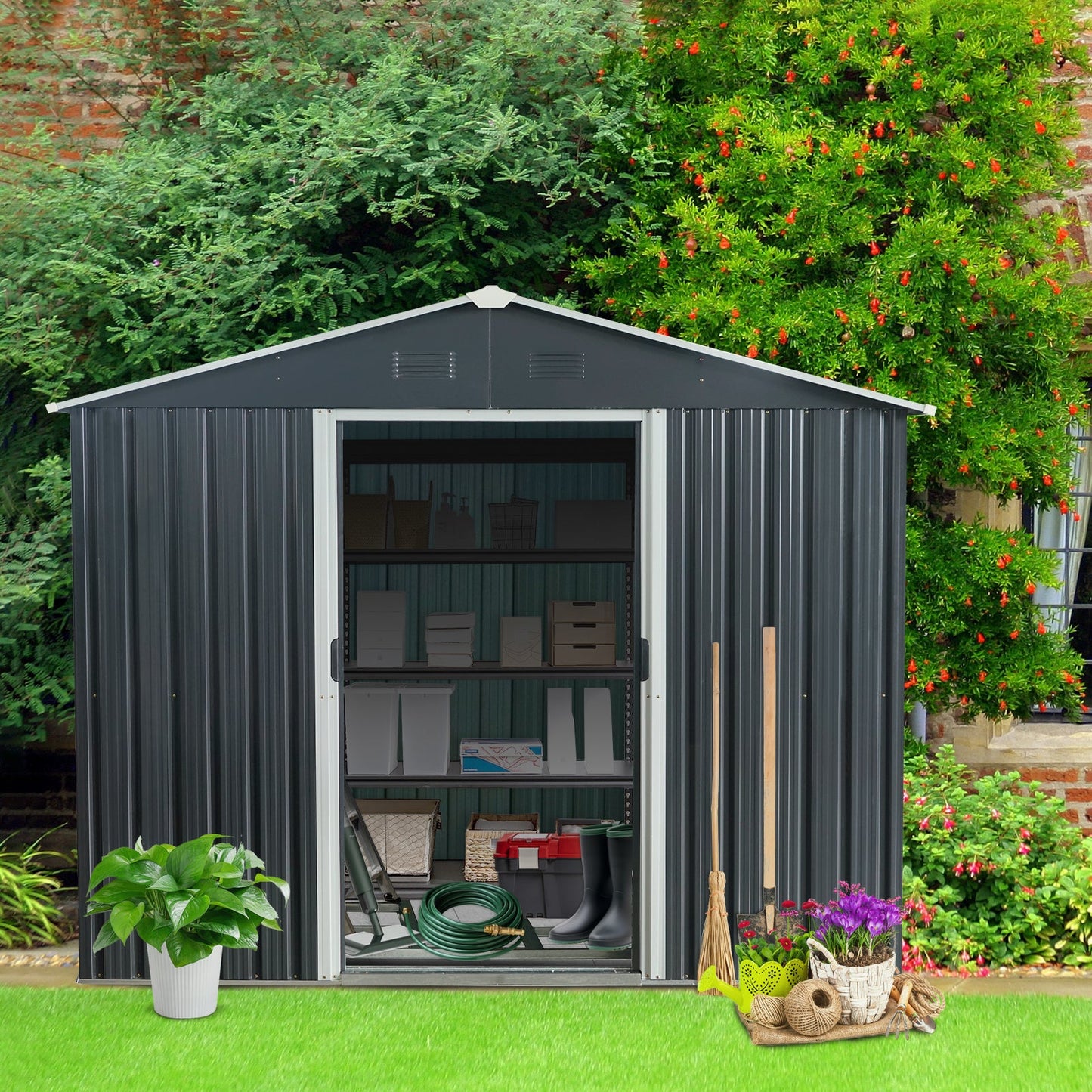 8ft x 10ft Outdoor Metal Storage Shed
