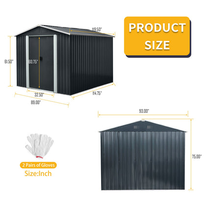 8ft x 10ft Outdoor Metal Storage Shed