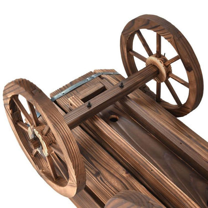 Outdoor Garden Wood Barrel Planter Wagon