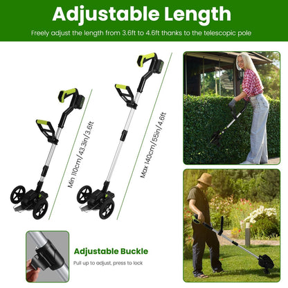 21V Electric Weed Edger Cordless String Trimmer Grass Mower Eater Bush Cutter with 16800RPM 2x 3000mAh Batteries 3.6-4.6FT Length 90° Rotatable Angle Saw Blade Steel Blade String Blade