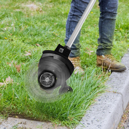 21V Electric Weed Edger Cordless String Trimmer Grass Mower Eater Bush Cutter with 16800RPM 2x 3000mAh Batteries 3.6-4.6FT Length 90° Rotatable Angle Saw Blade Steel Blade String Blade